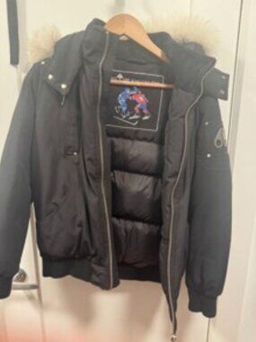 Moose Knuckles Canada Black Fur Trim Winter Bomber Jacket